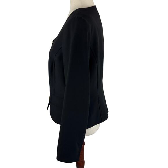 NIPON‎ BOUTIQUE SQUARE NECK BUTTON FRONT BLAZER IN BLACK NWT WOMEN'S SIZE 8 - Picture 4 of 12